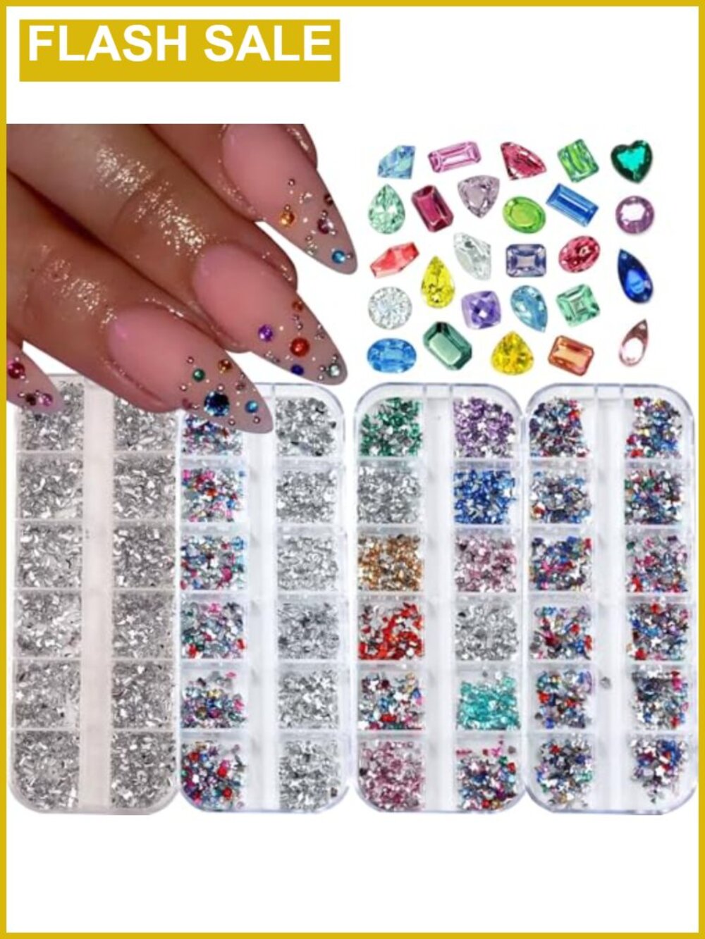 4000Pcs Rhinestones Nail Art Charms 3D Flatback Heart Star Flower
